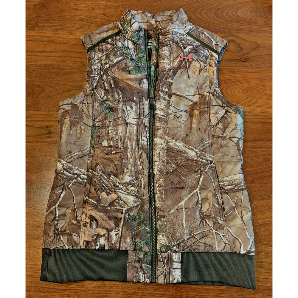 Under Armour Womens Large Realtree Camo Quilted Insulated Hunting Vest ColdGear